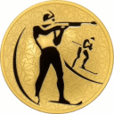 Биатлон. Зимние виды спорта: золото 31.1 гр монеты СПМД 2009