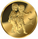 Близнецы. Знаки Зодиака: золотая монета 50 рублей ММД 2004