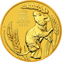 Год Крысы (Мыши) 2020: золотая монета $25 Австралии Лунар III / золото 1/4 oz