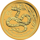Год Змеи 2013: золотая монета $50 Австралии Лунар II / золото 1/2 oz