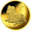 Овен. Знаки Зодиака: золотая монета 50 рублей СПМД 2004