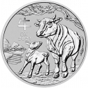 Год Быка 2021: серебряная монета Лунар Австралии $1 / серебро 31.1 гр