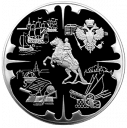 Деяния Петра I. Окно в Европу: серебряная монета 200 руб / 3 кг серебро, Россия СПМД 2003