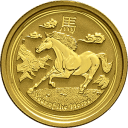 Год Лошади 2014: золотая монета $25 Австралии Лунар II / золото 1/4 oz