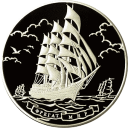Фрегат Мир: серебряная монета 100 рублей / серебро 1000 граммов, СПМД 2006 года