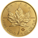 Кленовый Лист: золотая монета $50 Канады / 31.1 гр золото, выпуски с 2016 по н.в.