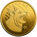 Золотая монета Рысь серии «Зов природы»: золото 31.1 гр / $200 Канады