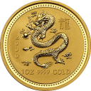 Год Дракона 2000: золотая монета $100 Австралии Лунар II / золото 1oz