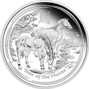 Год Лошади 2014: серебряная монета $1 Австралии, серия Австралийский Лунар II / серебро 1 oz