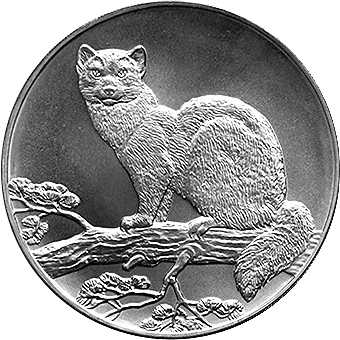 Соболь: серебряная монета 3 рубля / 31,1 грамма серебра, ЛМД 1995 год - 1