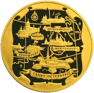 Карта. Окно в Европу: золотая монета 10000 / золото 1 кг, Россия, ММД 2003 - 1