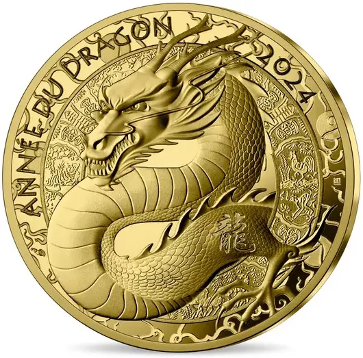 Год Дракона 2024 (Париж): памятная золотая монета 50 евро / золото 7,78 гр. - 1