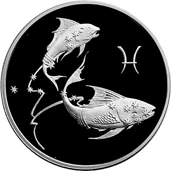Знаки Зодиака: серебряные монеты 3 рубля России / серебро 31.1 грамма, 2003‒2004 гг выпуска - 10